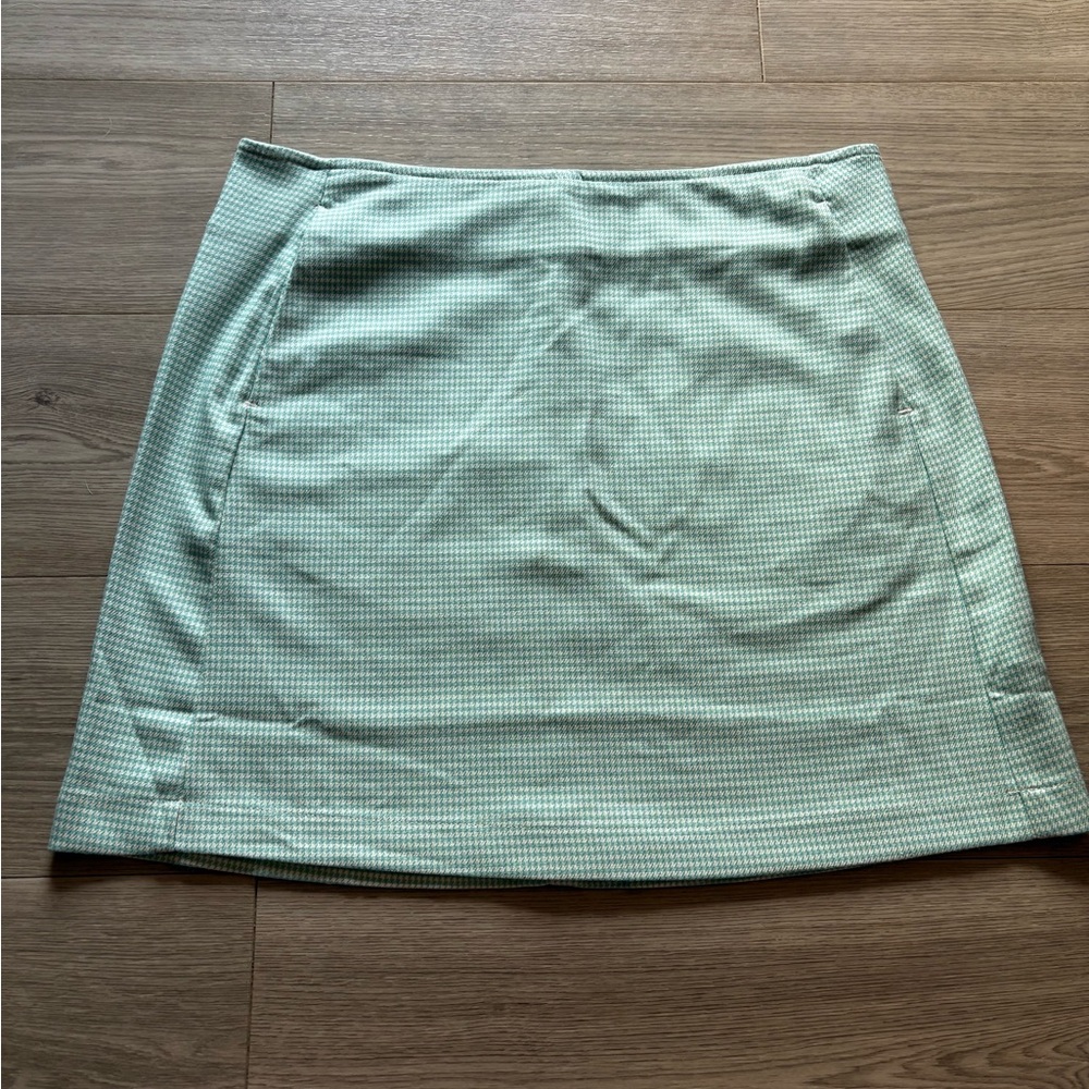 Urban Outfitters green/mint and white checkered mini skirt